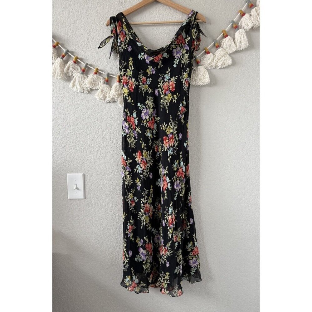 Vintage Jones New York Floral Aline Semi Sheer Slip Midi Dress Y2k Fairy Romanti